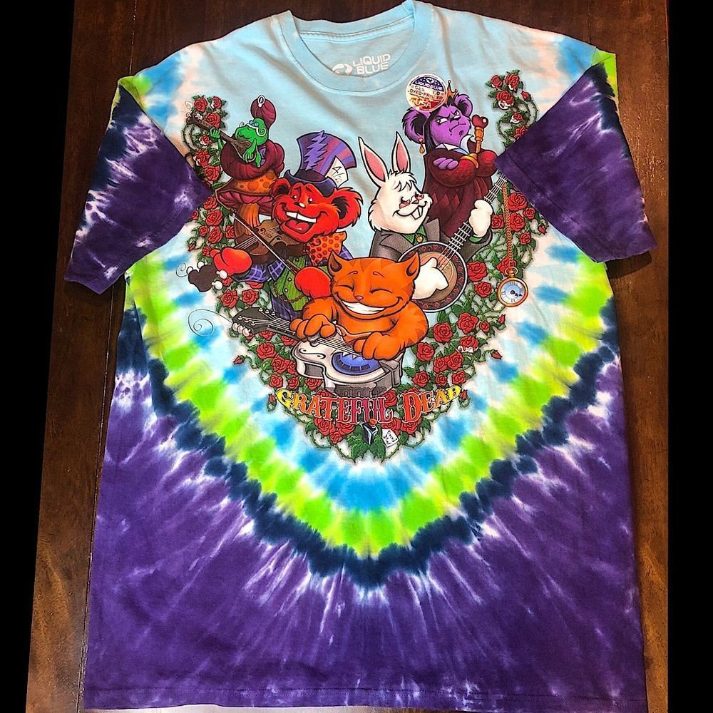 Unisex GRATEFUL DEAD Alice In Wonderland Tie Dye Short Sleeve T-Shirt Sz 2XL NWT - Picture 10 of 10